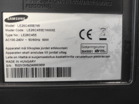 Samsung LE26C455E1W 27'' Full HD 1360x768 HDMI VGA A