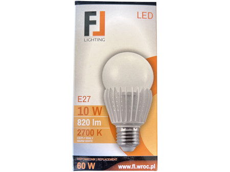 Żarówka LED E27 10W=60W 820lm 2700K BARWA CIEPŁA BIAŁA