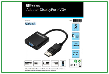 Kabel / Adapter DP - VGA Sandberg 508-43