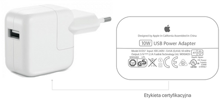 Ładowarka oryginalna Apple A1357 10W 5,2V 2,4A A