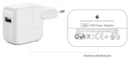 Ładowarka oryginalna Apple A1357 10W 5,2V 2,4A A
